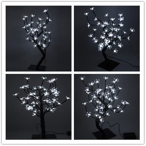 Lámpara LED de cerezo, 0,45 M 48 LED, árbol de luz LED, ramas negras, para decoración del hogar (blanco)