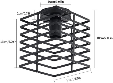 Lámpara de techo industrial vintage Jaula de hierro de metal negro E27 Lámpara de techo vintage adecuada para muchas ocasiones como sala de estar, comedor, pasillo, cafetería (sin bombilla)