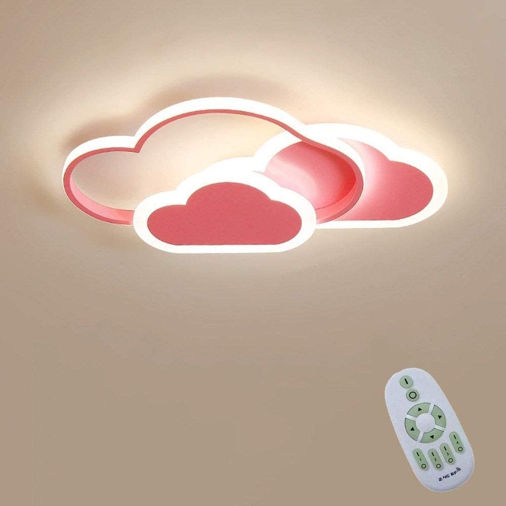 Lampa sufitowa LED 32 W, lampa sufitowa Creative Cloud, ściemnialna pilotem 3000 K ~ 6000 K, L42*W25*H6cm Ultracienka różowa lampa sufitowa Cloud, do sypialni i salonu dziecięcego