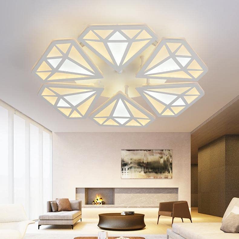 Moderne LED-Deckenleuchte, 60 W, Diamant-Wohnzimmer-Deckenleuchte, Deckenleuchter für Schlafzimmer, Wohnzimmer, Esszimmer (warmweißes Licht, 6 Köpfe)