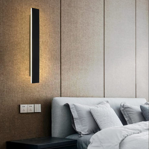 LED-buitenwandlamp, waterdichte minimalistische zwarte wandlamp, 3000K warm licht, 12W, IP65-bescherming, acryl- en ijzermateriaal, voor binnen- en buitenverlichting