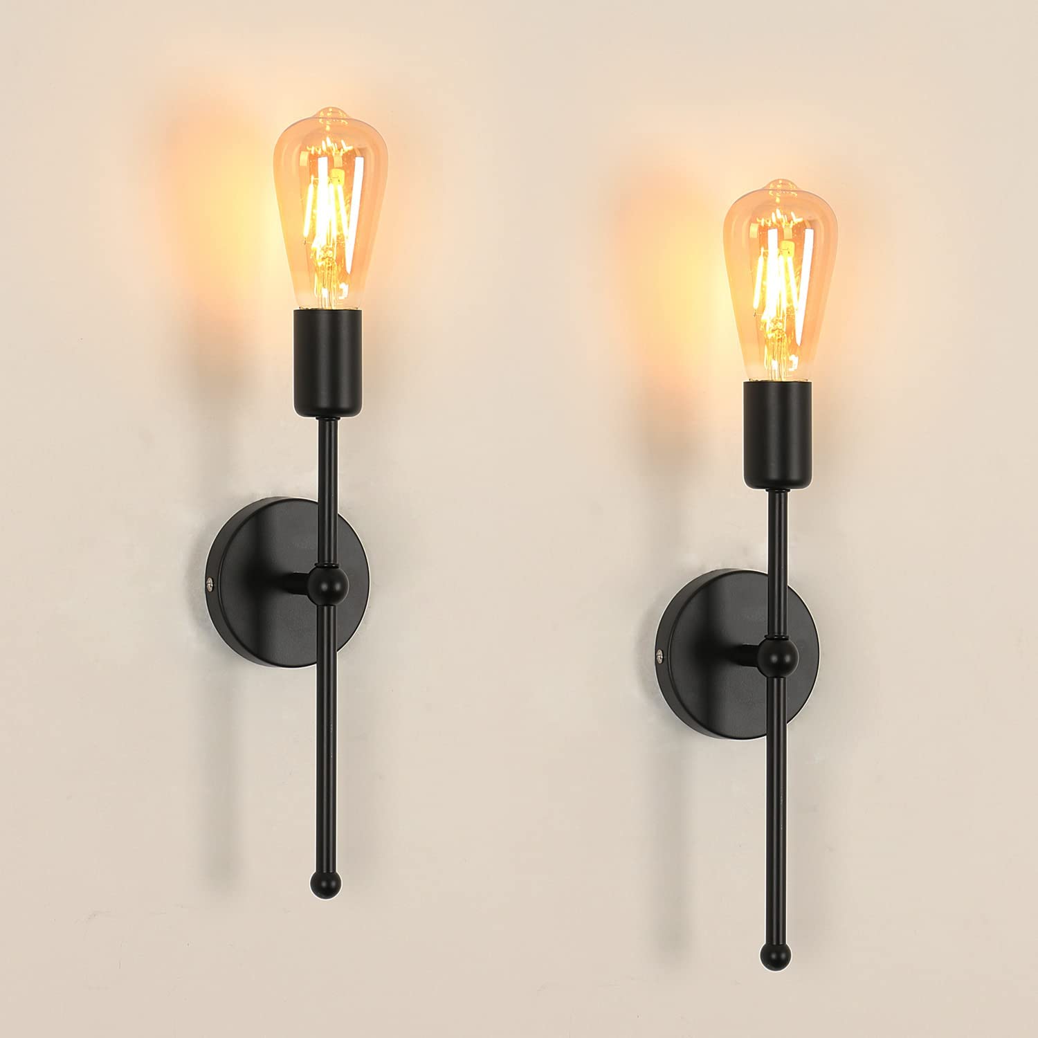 Applique Murale Interieur 2 PCS, Lampe Murale Moderne Noir, E27 Applique Murale