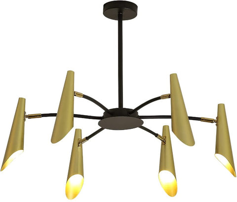 Lámpara colgante de araña industrial creativa moderna, lámpara de techo personalizada con diseño de paloma de arte del hierro para sala de estar y dormitorio (dorado + negro)