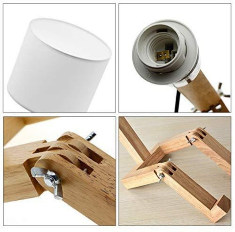 Luz de mesa creativa con forma de Robot moderno, lámpara LED de escritorio de madera para dormitorio, sala de estar, estudio, mesita de noche, luz nocturna plegable E27