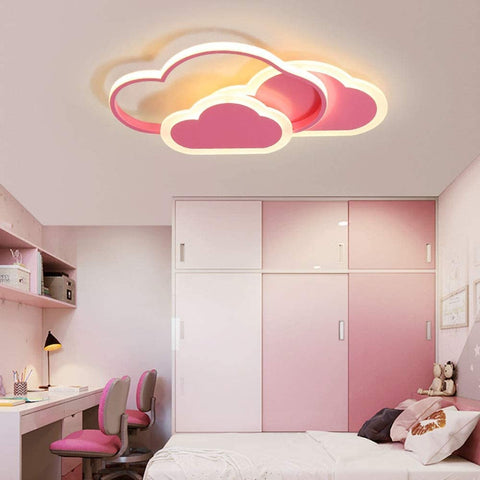 32 W LED-Deckenleuchte, kreative Wolken-Deckenleuchte, dimmbare Fernbedienung 3000 K ~ 6000 K, L42 x B25 x H6 cm, ultradünne rosa Wolken-Deckenleuchte, für Kinderzimmer und Wohnzimmer