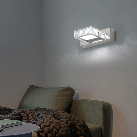 Aplique de Pared Faros Espejo de Cristal LED 3W 5500k Lámpara acrílica de Acero Inoxidable IP44 Impermeable y antivaho (Plata), 16x5cm