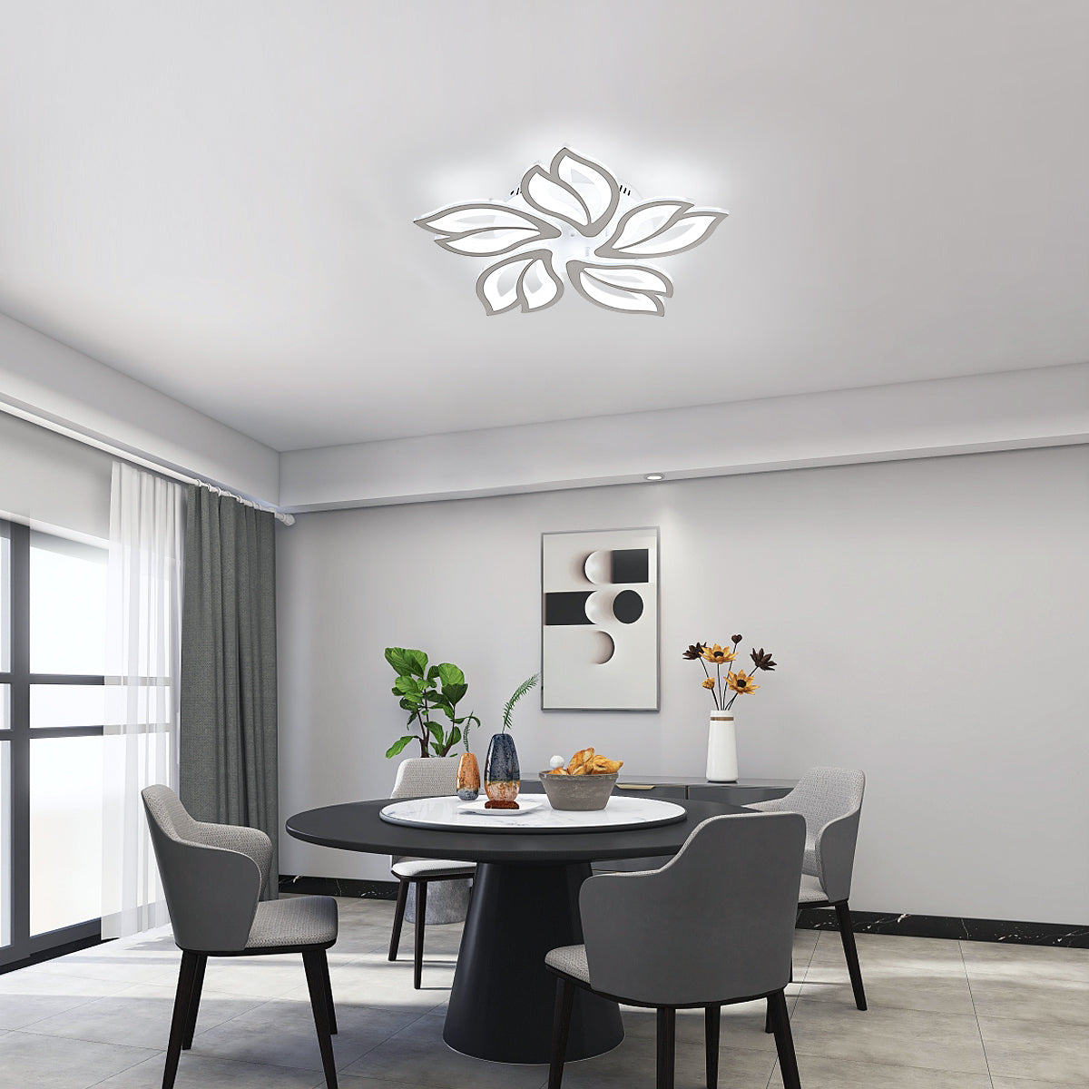 Plafonnier LED Dimmable, Creative Fleur de Forme Lampe de Plafond Moderne Lustres LED