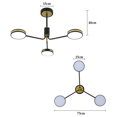 Lámpara de araña Lámpara de techo Restaurante creativo moderno nórdico 3 cabezas para dormitorio, sala de estar, restaurante, bar