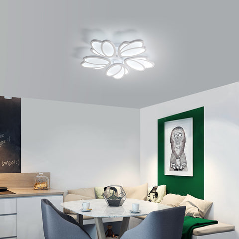 Lámpara de techo LED, lámpara de techo LED de pétalos moderna, lámpara colgante blanca 60W 5600LM, luz blanca 6000K, lámpara de techo LED para sala de estar, cocina, dormitorio, comedor, Ø63cm