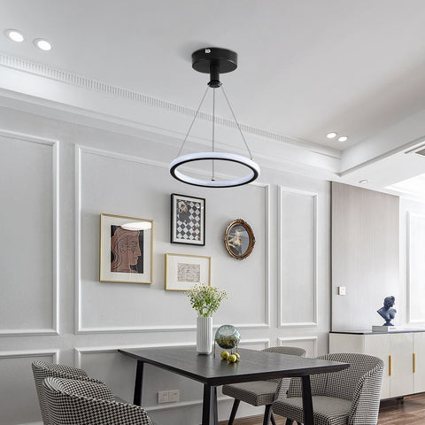 Lámpara Colgante De Anillo Led Moderna Lámpara Colgante De Mesa De Comedor Led Moderna De 32 W Lámpara Led De Acrílico, Lámpara De Techo Led De 220 V, 22 Cm Para Sala De Estar, Comedor, Pasillo, Cafetería, Barra De Bar, Negro