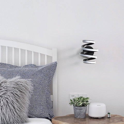 Lámpara de pared LED de 21 W, espiral negra, creatividad moderna, lámpara de pared de metal de aluminio, lámpara de pared interior de 3000 K, adecuada para dormitorio, pasillo, sala de estar, bar