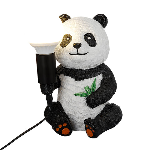 Lámparas de mesa de diseño de panda de resina, luz nocturna creativa moderna con cable enchufable, lámpara de escritorio LED de animales