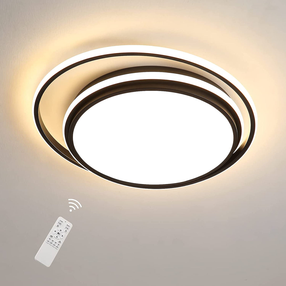 Lampa sufitowa LED o mocy 48 W z możliwością przyciemniania z pilotem, nowoczesna lampa sufitowa LED Oświetlenie wewnętrzne, okrągła lampa sufitowa LED do łazienki, sypialni, kuchni, salonu, jadalni, biura