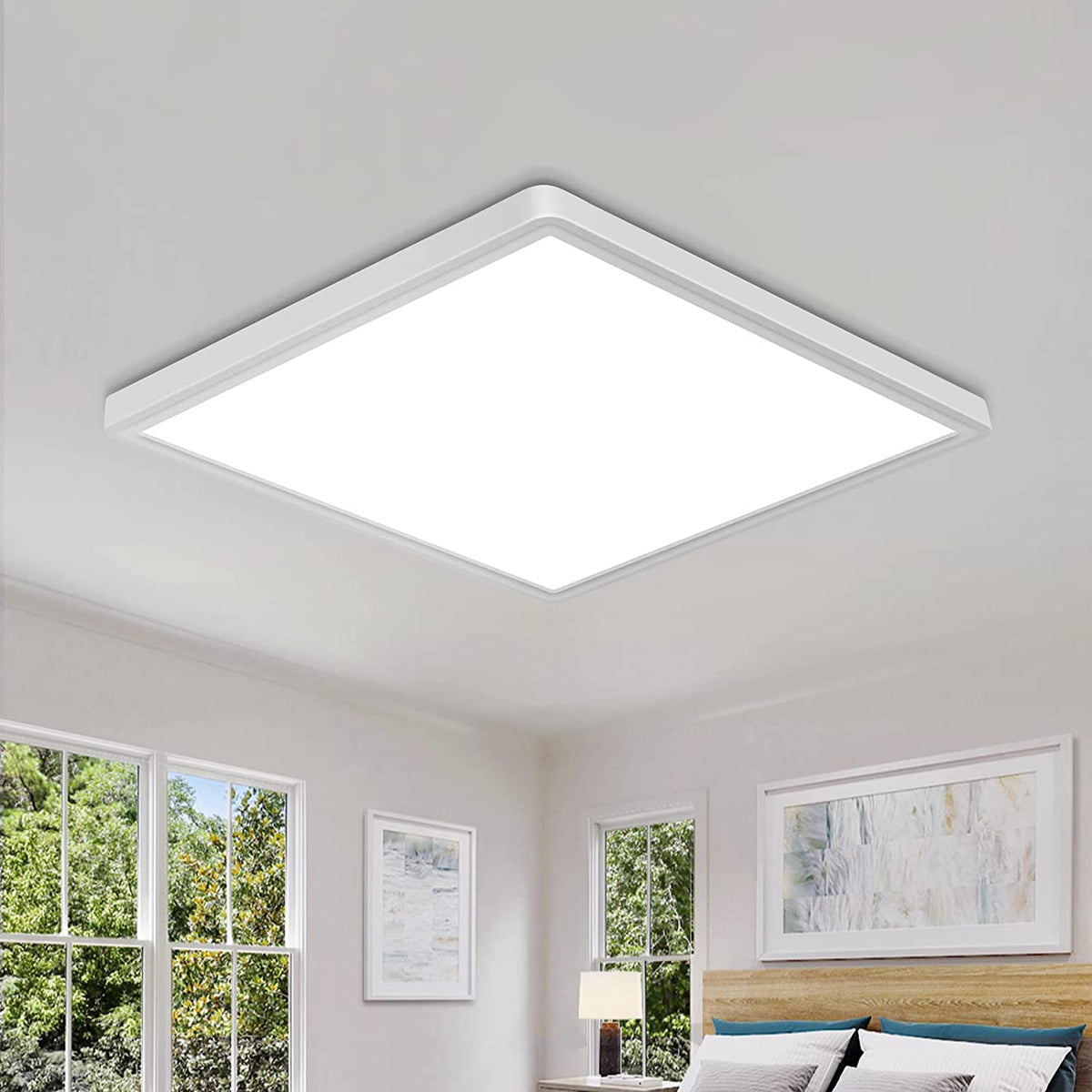 LED-Deckenleuchte 30 x 2,5 cm, Deckenleuchte 24 W, 2700 lm, IP45 wasserdichte Badezimmer-Deckenleuchte, moderne schlanke Deckenleuchte 6500 K Kaltweiß für Wohnzimmer, Schlafzimmer, Küche, Balkon