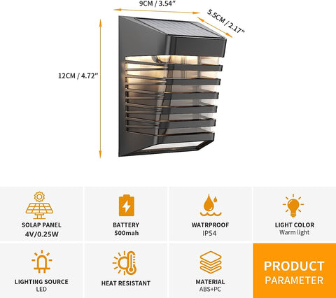 4 Uds colector Solar lámpara de pared LED para exteriores para Patio jardín pasillo terraza cerca pared camino Patio Villa