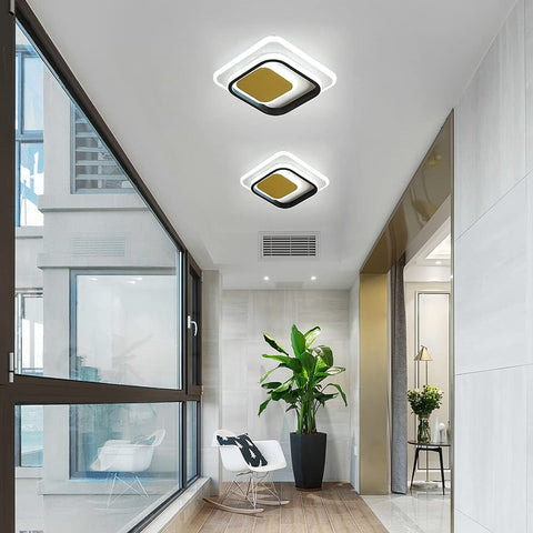Luz de techo LED, lámpara de techo LED acrílica de 36 W, lámpara de habitación cuadrada moderna de 25x25 cm para balcón, dormitorio, sala de estar, blanco frío 6000K