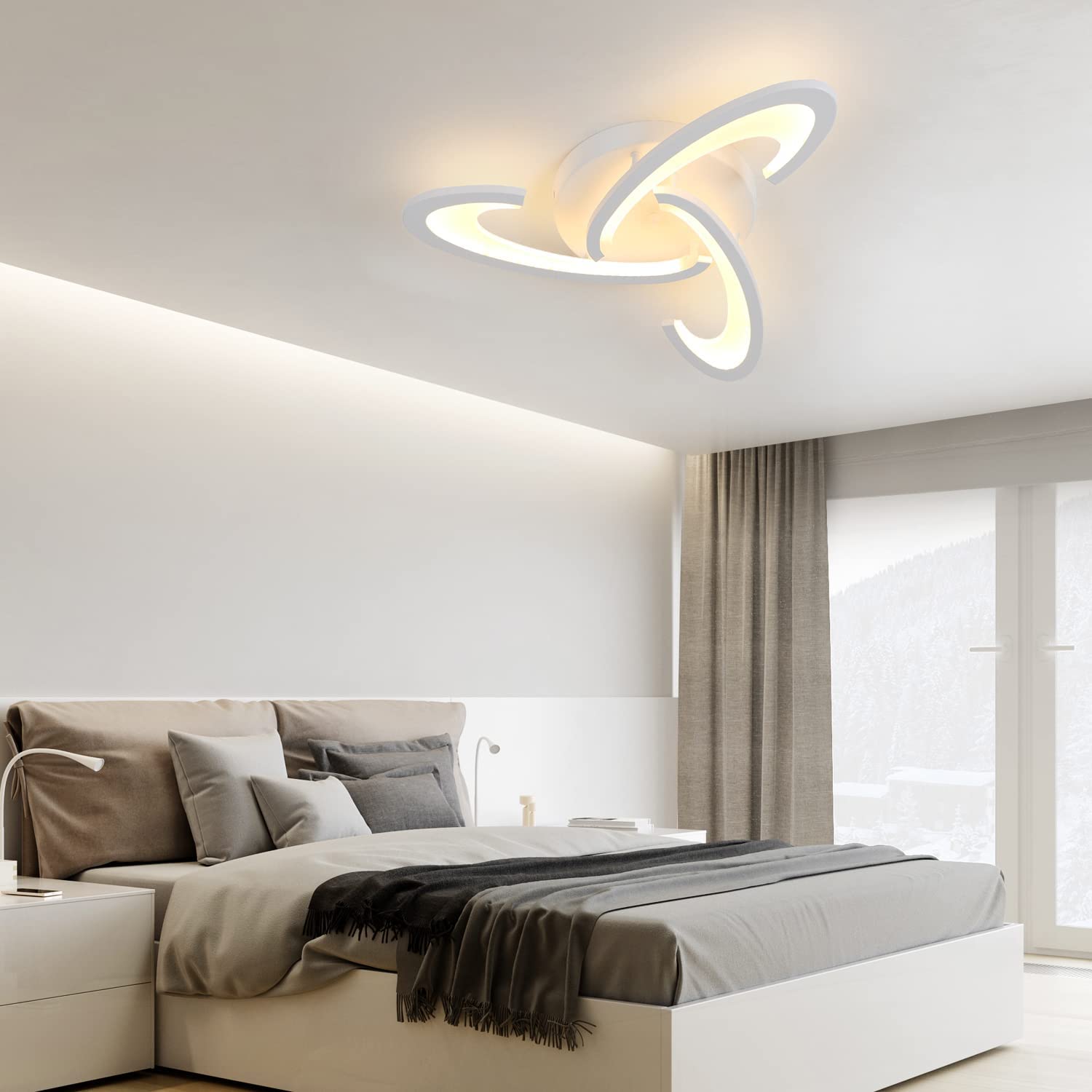 Plafonnier LED, Luminaire Plafonnier 30W 3240lm, Lampe de Plafond Design Shamrock pour Chambre à Coucher, Salon