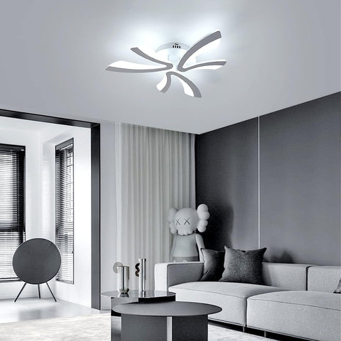 Lámpara de techo LED moderna, 36 W, 4000 lm, diseño creativo en V, lámpara de techo de acrílico blanco para dormitorio, sala de estar, restaurante, cocina, 6500 K, blanco frío