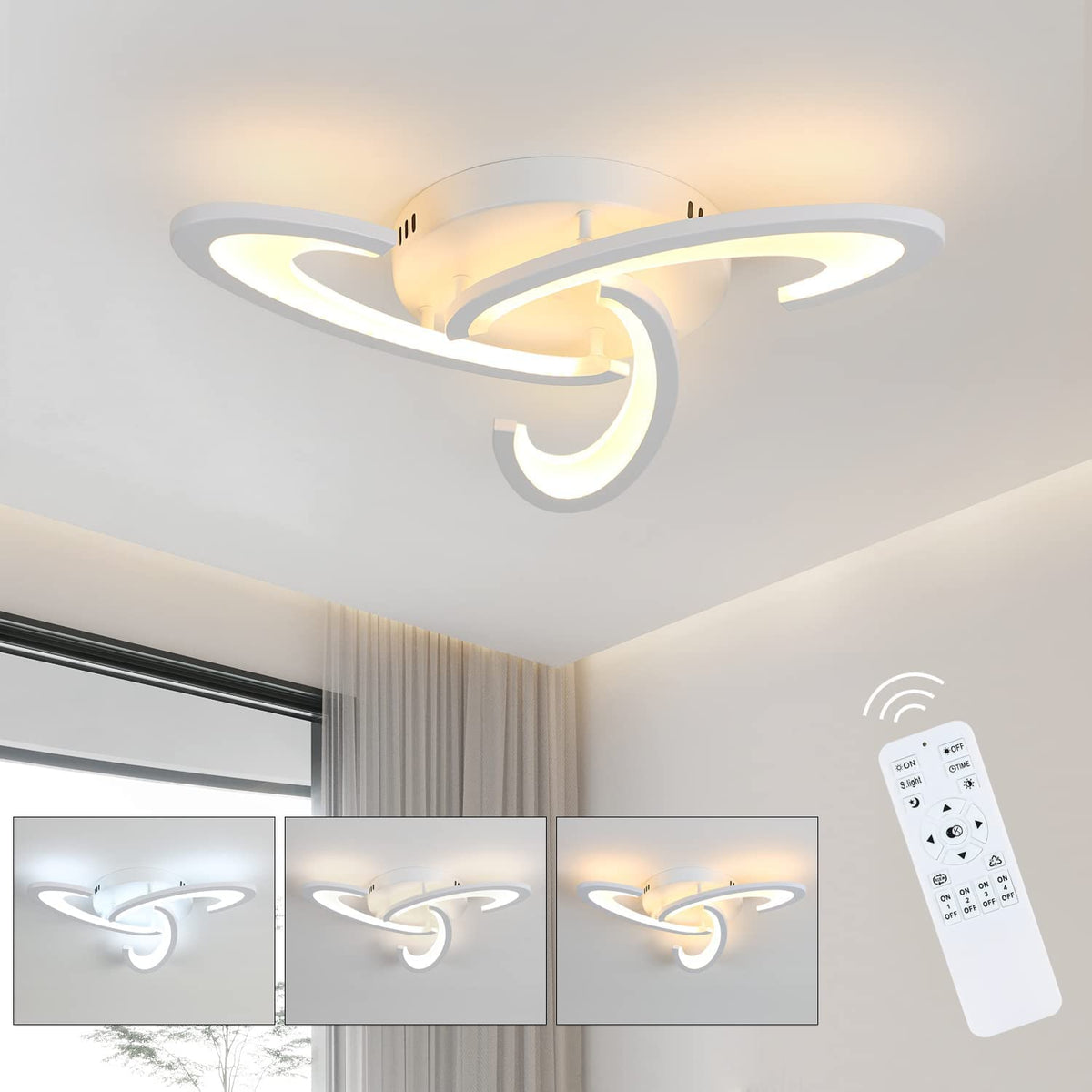 Plafonnier LED, Luminaire Plafonnier 30W 3240lm, Lampe de Plafond Design Shamrock pour Chambre à Coucher, Salon