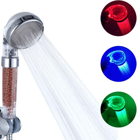 3-Farben-LED-Duschkopf Duschkopf Temperatur Handbrause Spa Chrom ABS für Badezimmerzubehör