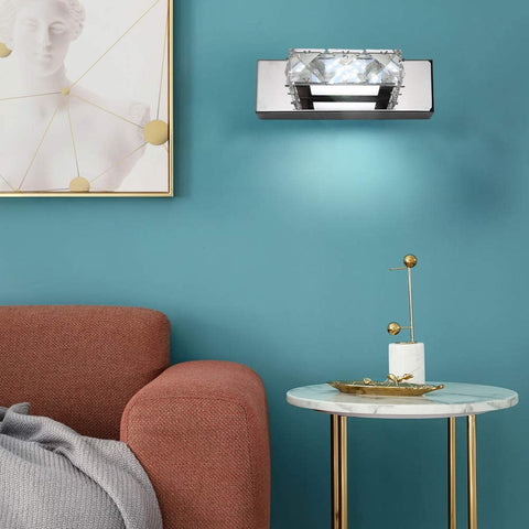 Aplique de Pared Faros Espejo de Cristal LED 3W 5500k Lámpara acrílica de Acero Inoxidable IP44 Impermeable y antivaho (Plata), 16x5cm