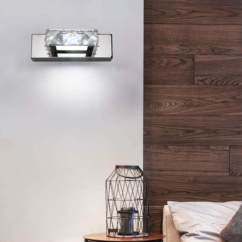 Aplique de Pared Faros Espejo de Cristal LED 3W 5500k Lámpara acrílica de Acero Inoxidable IP44 Impermeable y antivaho (Plata), 16x5cm