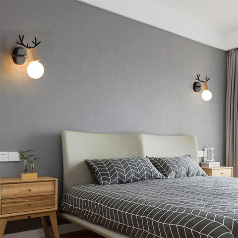 Retro wandlamp 2 stuks, creatieve houten wandlamp met gewei-ontwerp, vintage metalen wandverlichting, verstelbare binnenwandlampen voor woonkamer, slaapkamer, hal, moderne decoratie