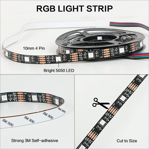 Tira LED de 5M, Tira LED RGB 5050 12V Dormitorio, 20 Colores Regulables, Tira LED Multicolor IP20 Adhesivo 3M Mejorado con Control Remoto de 24 Botones para Decoraciones de Interiores, Fiestas y Navidad