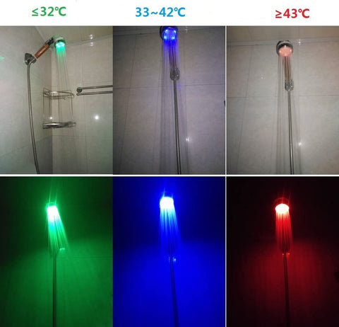 3-Farben-LED-Duschkopf Duschkopf Temperatur Handbrause Spa Chrom ABS für Badezimmerzubehör