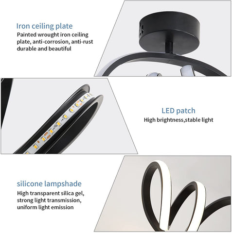 Lámpara de techo LED moderna Lámpara de pared LED para interiores Lámpara de techo de pasillo de 24 W para dormitorio, comedor, cocina, pasillo Luz blanca cálida de 3000 K, diámetro 28 cm