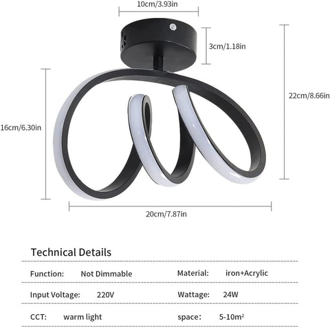 Lámpara de techo LED moderna Lámpara de pared LED para interiores Lámpara de techo de pasillo de 24 W para dormitorio, comedor, cocina, pasillo Luz blanca cálida de 3000 K, diámetro 28 cm