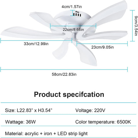 Lámpara de techo LED moderna, 36 W, 4000 lm, diseño creativo en V, lámpara de techo de acrílico blanco para dormitorio, sala de estar, restaurante, cocina, 6500 K, blanco frío