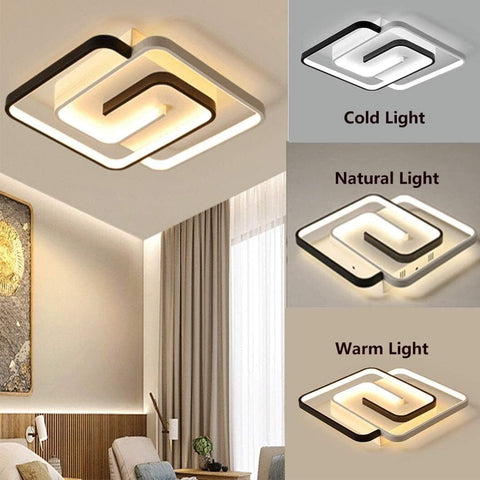 Dimmbare LED-Deckenleuchte mit Fernbedienung, moderne dimmbare Deckenleuchte 3000 K-6000 K für Wohnzimmer, Schlafzimmer, Esszimmer, Büro, 42 W, quadratisch
