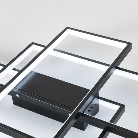 Luz de techo LED 38W Diseño moderno Blanco frío 6000K Lámpara de techo rectangular para sala de estar Dormitorio Comedor Oficina Negro