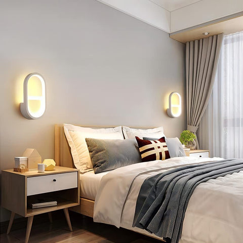 Lámpara de pared LED moderna, 3000K, 4000K, 6000K Lámpara de pared ajustable de 3 colores, iluminación de pared interior ovalada de 10W para pasillo, dormitorio, sala de estar (control de interruptor) blanco