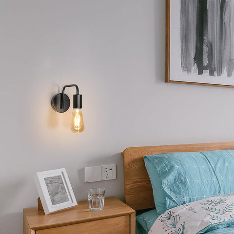 2 Stück Wandleuchte Innen Vintage Wandleuchte E27 Sockel für Schlafzimmer Flur Eingang Schwarz
