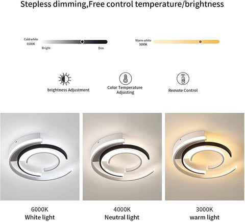 Lámpara de techo LED regulable con control remoto 36W Lámpara de techo LED moderna 41cm Luces de techo para dormitorio para el hogar Oficina Dormitorio Sala de estar Cocina Balcón Pasillo, 3000-6000K