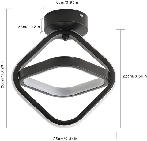 Lámpara de techo LED de 22 W, lámpara de techo geométrica simple, lámpara de techo de metal para sala de estar, dormitorio, pasillo, luz blanca de 6000 K