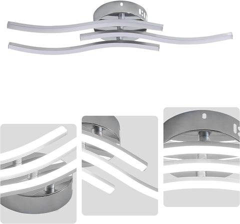 Lampa sufitowa LED, lampa wisząca w kształcie fali, zintegrowane diody LED 18W 1600 lumenów, nowoczesny żyrandol do salonu lub kuchni, 220V IP20 zimne białe światło 6500K