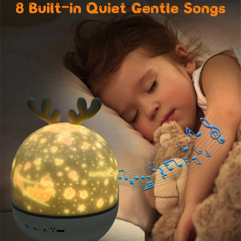 Proyector de luz nocturna para bebé, luz nocturna LED para niños, lámpara musical y luminosa, rotación de 360° con 8 música, 6 películas temáticas, lámpara de proyector de estrellas con control remoto USB Lámparas de noche Lámparas de humor