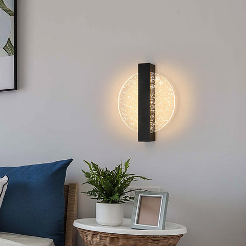 LED-Wandleuchte, dimmbar, moderne runde Wandleuchte, 3000 K/4000 K/6000 K, für Schlafzimmer, Wohnzimmer, Flur, Eingangsbereich, Schwarz