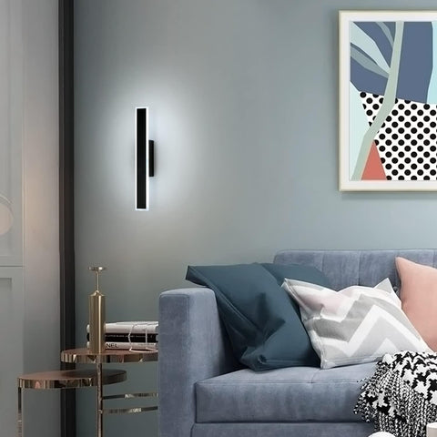 Lámpara de pared LED regulable moderna con forma de línea 3000K/4000K/6000K para dormitorio, sala de estar, pasillo, entrada negro