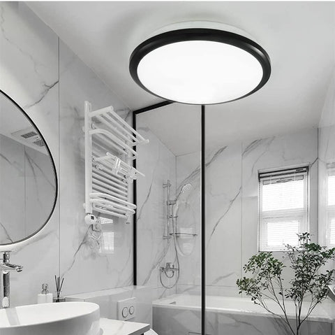 LED-Deckenleuchte, rund, 24 W, moderne Deckenleuchte, schwarze Deckenleuchte mit Bewegungsmelder, IP54 wasserdicht, staubdicht, LED-Innenlampe für Badezimmer, Balkon, Flur, Eingang, 6000 K