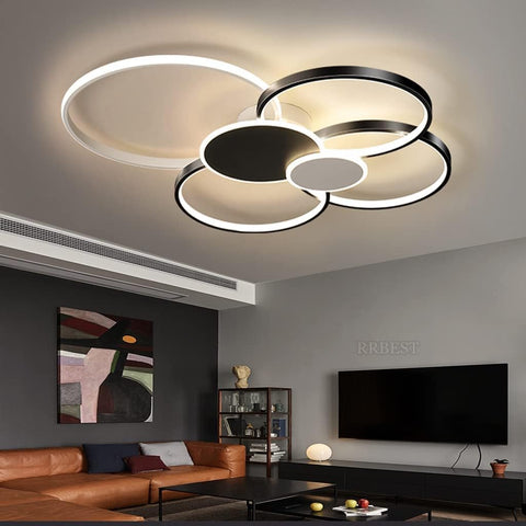Lámpara de techo con anillos circulares de luz de techo Led regulable moderna 3000K-6000K para sala de estar dormitorio comedor Oficina