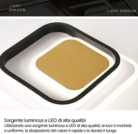 Luz de techo LED, lámpara de techo LED acrílica de 36 W, lámpara de habitación cuadrada moderna de 25x25 cm para balcón, dormitorio, sala de estar, blanco frío 6000K