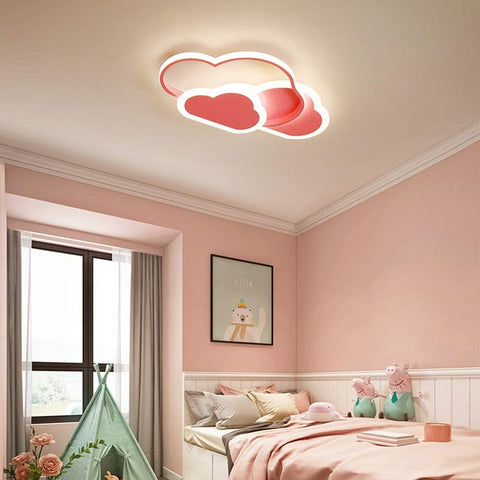 32 W LED-Deckenleuchte, kreative Wolken-Deckenleuchte, dimmbare Fernbedienung 3000 K ~ 6000 K, L42 x B25 x H6 cm, ultradünne rosa Wolken-Deckenleuchte, für Kinderzimmer und Wohnzimmer