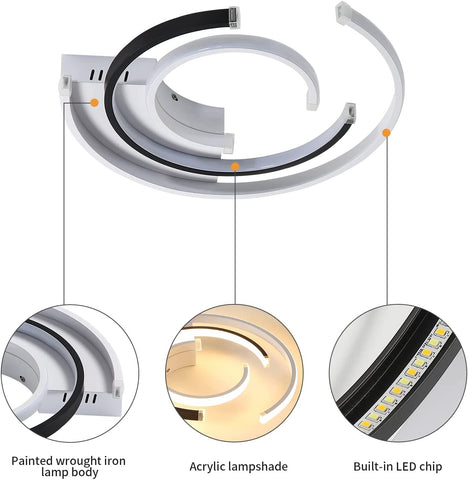 Lámpara de techo LED regulable con control remoto 36W Lámpara de techo LED moderna 41cm Luces de techo para dormitorio para el hogar Oficina Dormitorio Sala de estar Cocina Balcón Pasillo, 3000-6000K