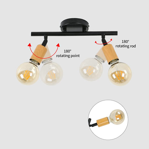 Foco de techo, luz de techo con foco ajustable negro, luz de techo LED industrial ajustable de 2 vías para escaleras de pasillo de oficina