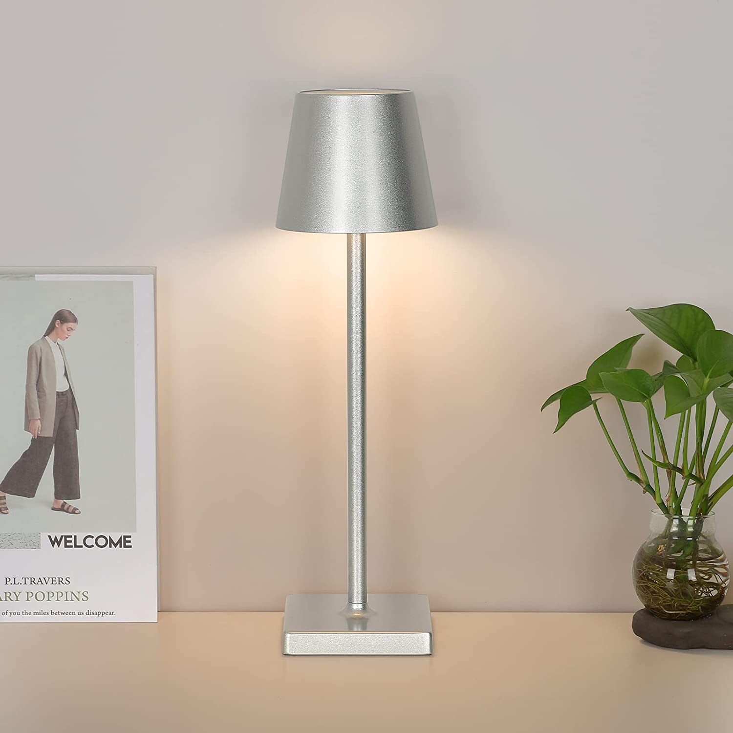 Lampe de Table 48 LED Argent Aluminium Moderne Minimaliste Lampe de Bureau