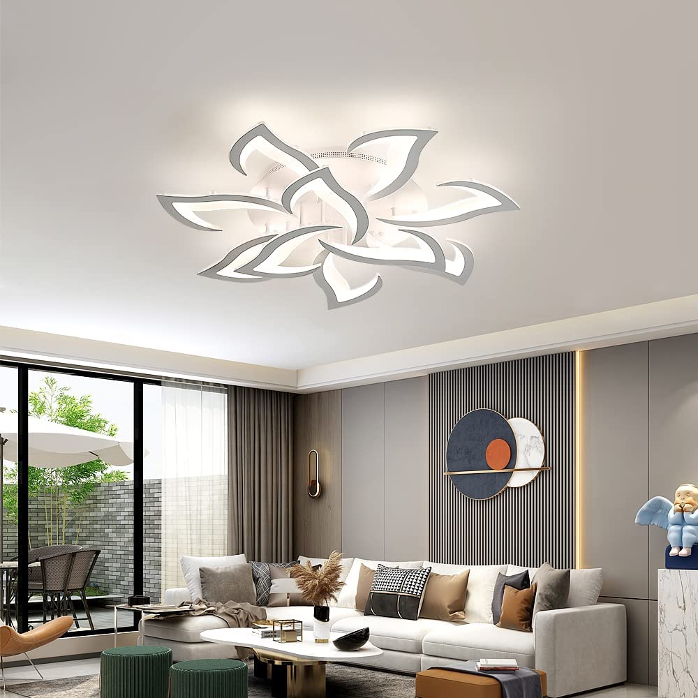 Plafonnier Led Dimmable, Blanc Lampe de Plafond Moderne avec Télécommande